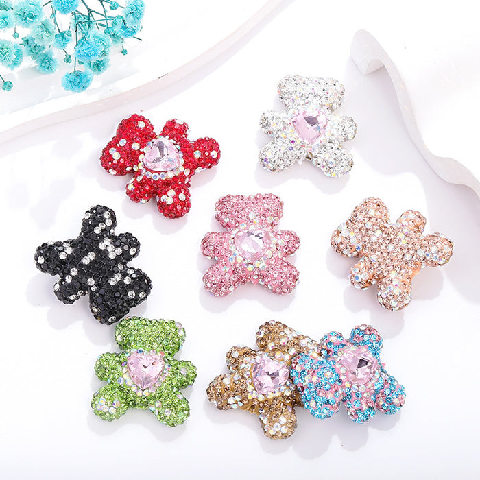 Wholesale Colorful Soft Pottery Diamond Care Bear Straight Hole Beads JDC-BDS-NanT004