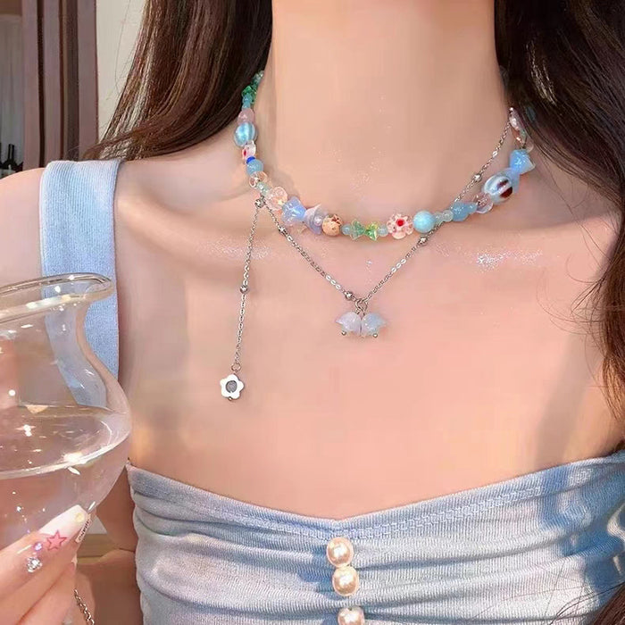 Wholesale Beaded necklace for women, light luxury, niche, high-end design, collarbone chain