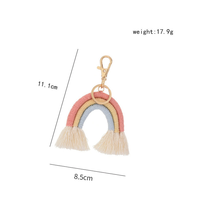 Wholesale New square tassel rainbow keychain hand woven pendant