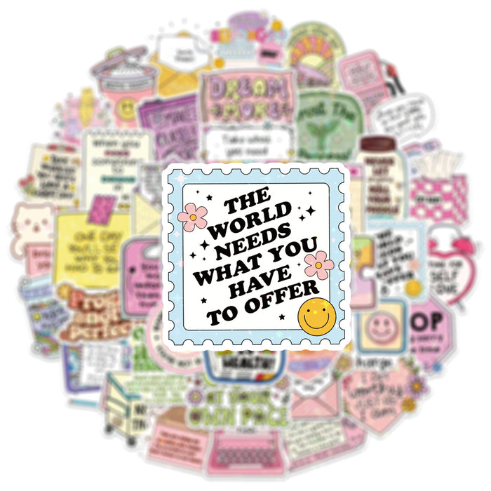 Wholesale 50 Laser Inspirational Quotes Graffiti DIY Decorative Waterproof Stickers