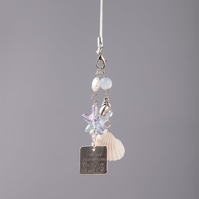 Wholesale Starfish Shell Lanyard Handmade Beaded Keychain  Mobile Phone Chain Pendant