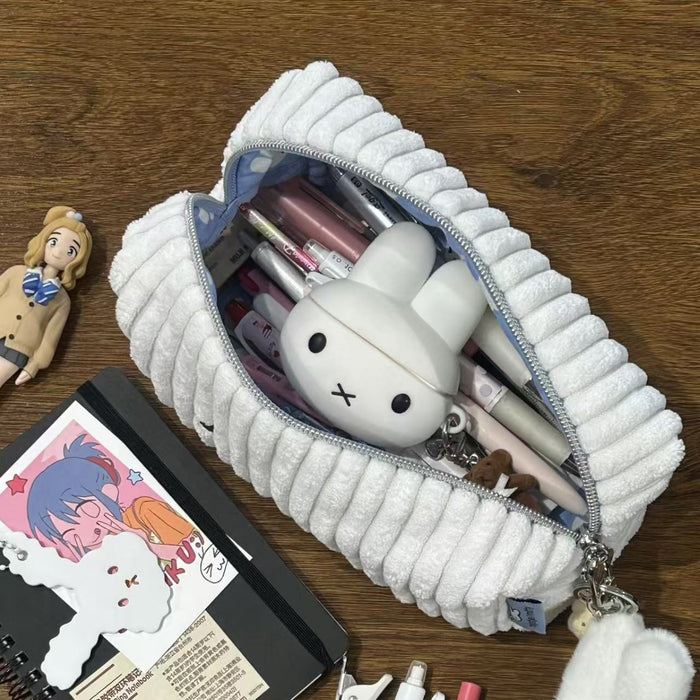 Wholesale Minimalist Corduroy Pencil Case Cute Rabbit Pattern Student Stationery