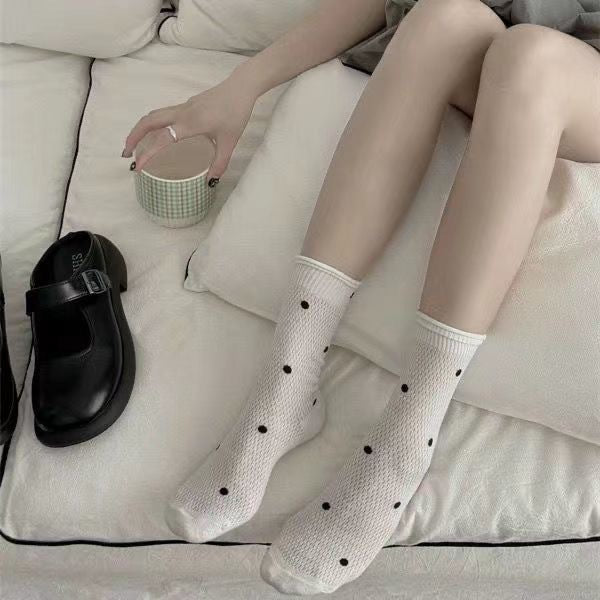 Wholesale Socks retro polka dot new mesh breathable socks absorb sweat and prevent odor