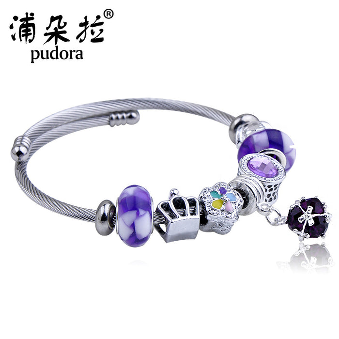 Wholesale New stainless steel bracelet, fashionable DIY bead bracelet, minimalist design