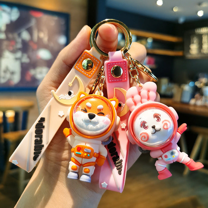 Wholesale Cartoon Panda Rabbit Bear Doll 3D Rubber Keychain JDC-KC-Tingm075