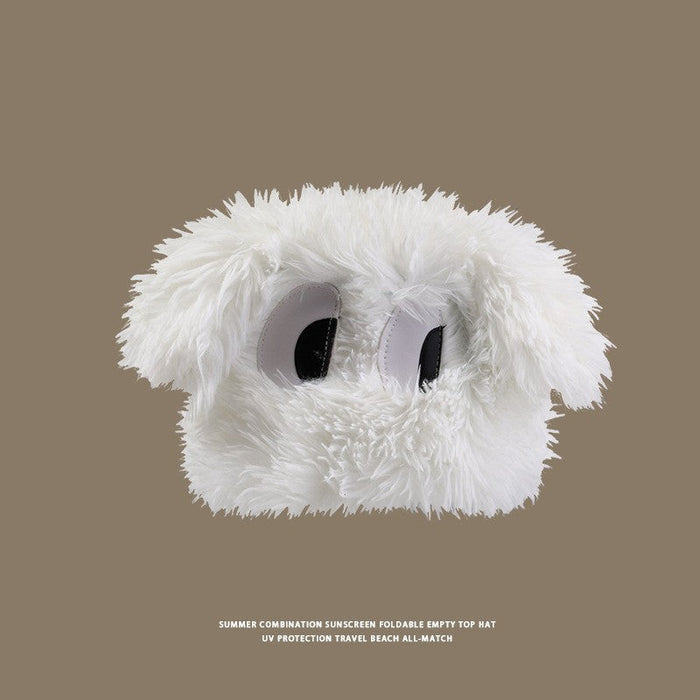 Wholesale Cute Funny Puppy Hat Women's Eyes Long Ears Thickened Pullover Hat Autumn and Winter Warm Plush