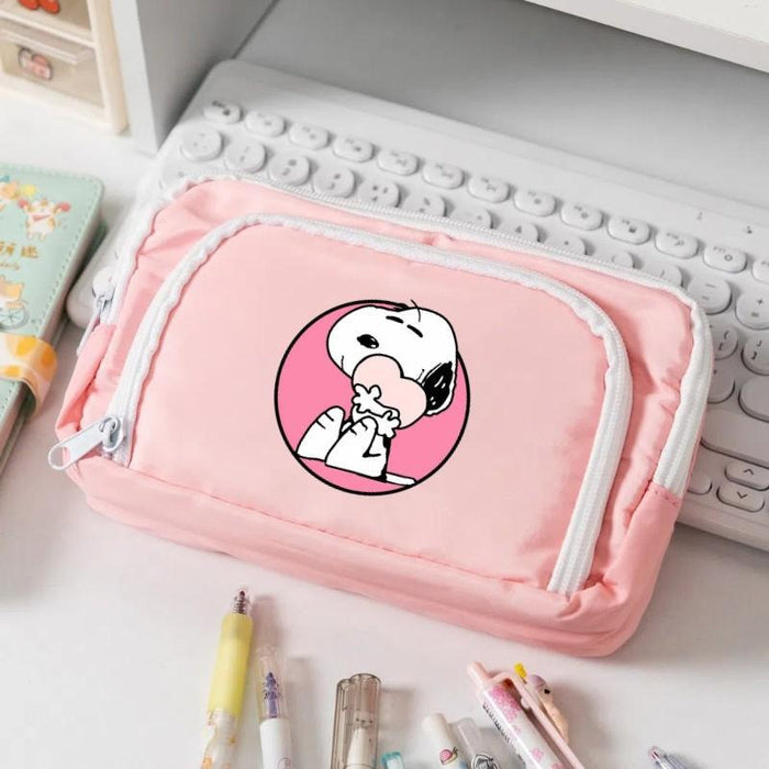 Wholesale Polyester Cartoon Dog Print Pencil Case Cute Student Stationery Pouch For School Girls Storage Bag