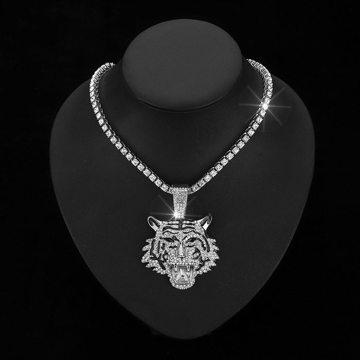 Wholesale 3D Diamond Tiger Pendant Alloy Men's Necklace JDC-NE-QingR008