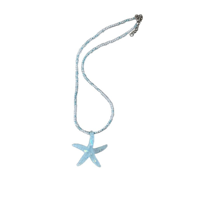 Wholesale Blue bead necklace, seaside vacation style, sweet collarbone chain accessory