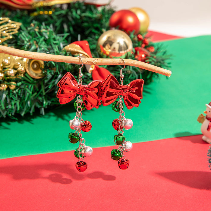 Wholesale Ethnic Christmas Santa Tassel Earrings Snowflake Bead Alloy Jewelry Gift MOQ≥2