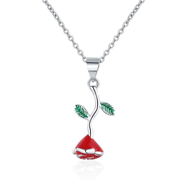 Wholesale Tulip and rose flower necklace niche design high-end bow accessories wholesale