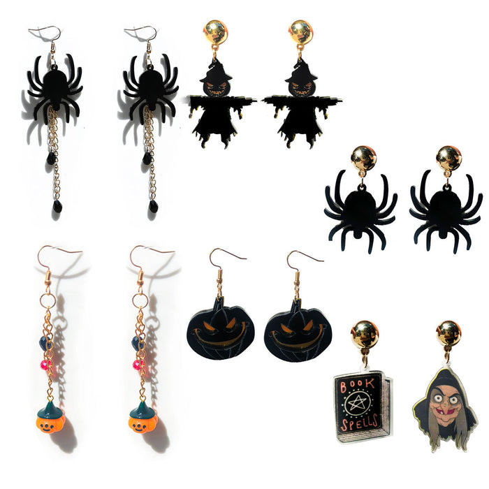 Wholesale Retro  Earrings  Pumpkin Witch Acrylic Earrings Personalized Coffin Cut Out