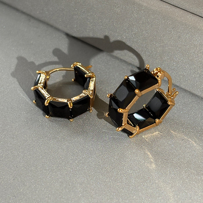 Wholesale Super sparkling exquisite gold diamond inlaid zircon earrings, light luxury, niche high-end feeling, new earrings and earrings