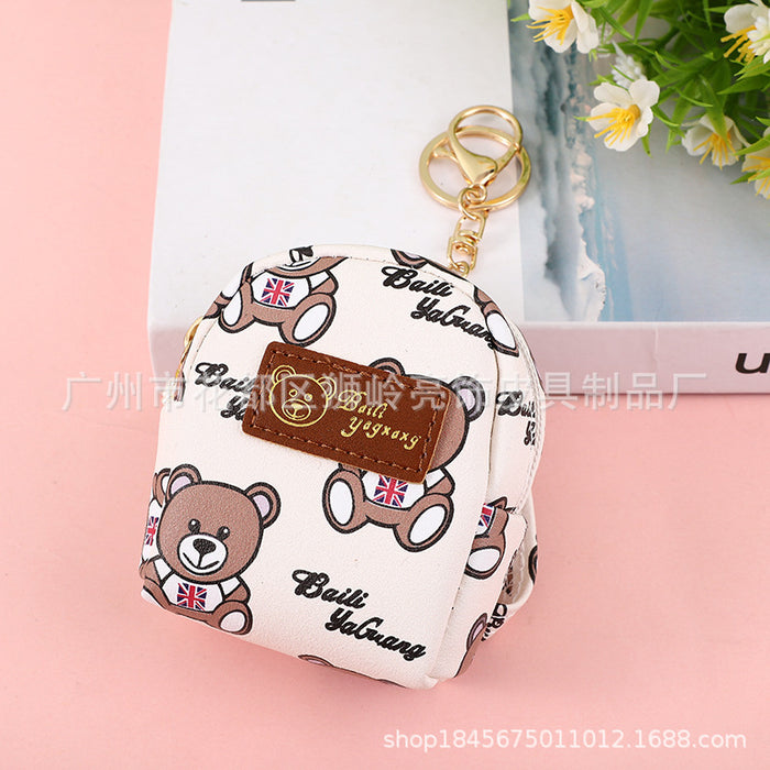 Wholesale PU Creative Bear Mini Coin Purse Keychain JDC-KC-Liangs002