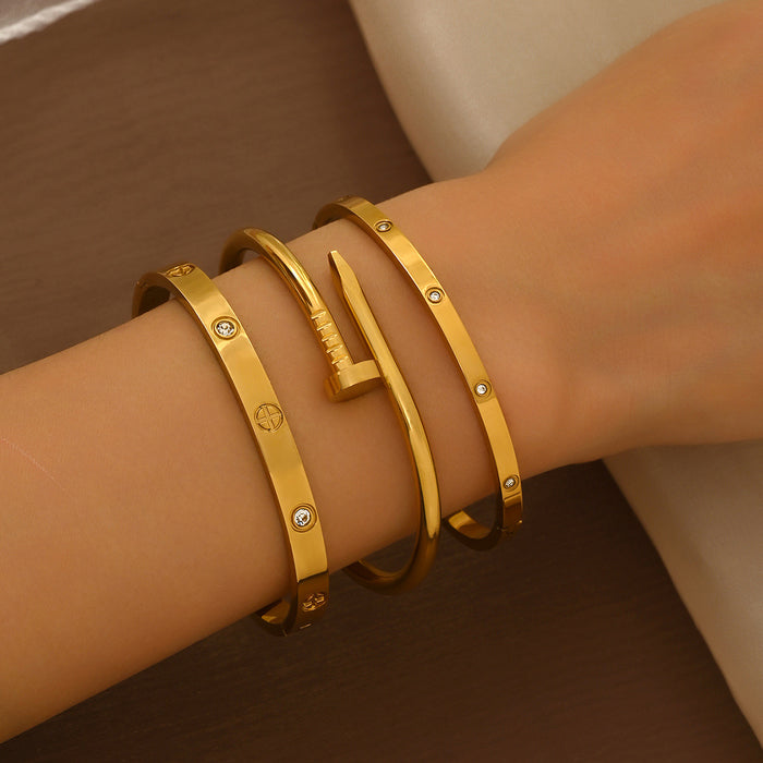 Wholesale Women S Four Leaf Clover Stainless Steel Bracelet Simple Fashion Commute 18K Gold Plated Jewelry Accessory
