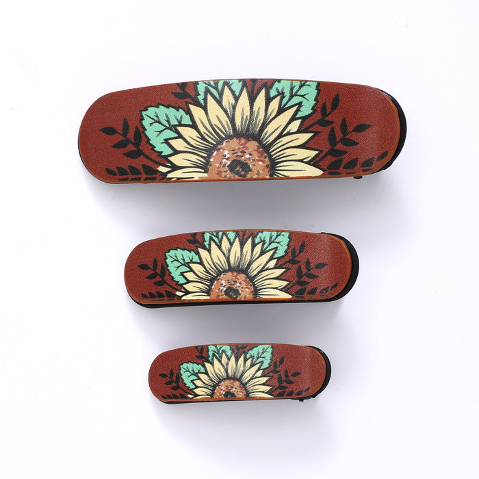 Wholesale retro multi-color sunflower bull head letter pattern hairpin combination suit hairpin