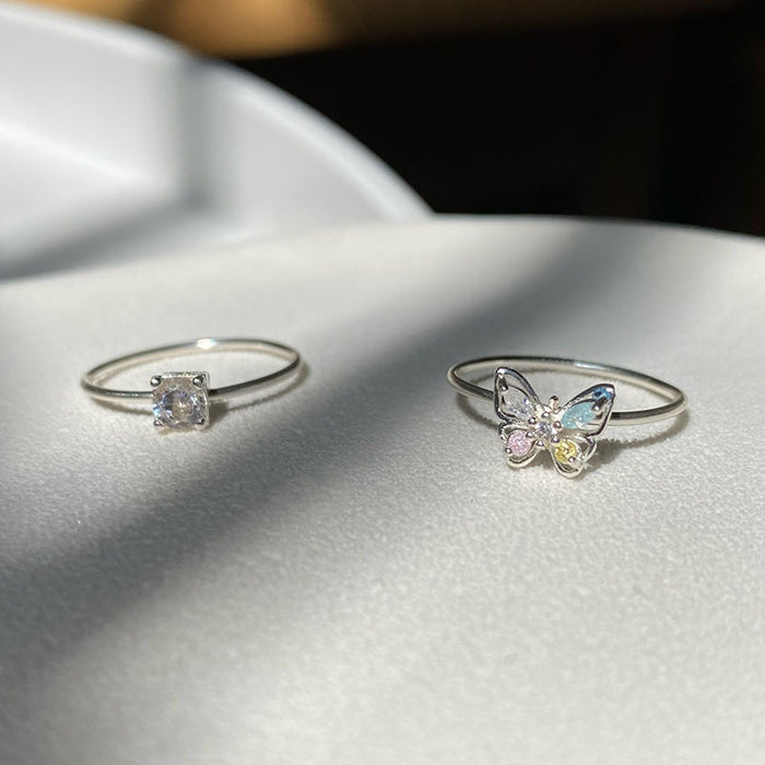 Wholesale Diamond Butterfly Ring Women's Three-dimensional Open Ring