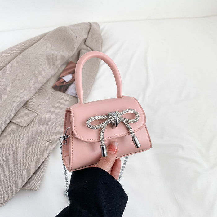Wholesale New children's bag with diamond studded bow for girls, niche women's chain crossbody bag