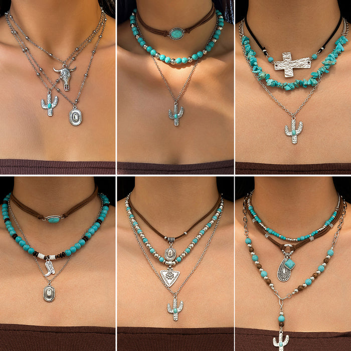 Wholesale Vintage collarbone chain niche bead necklace set accessories