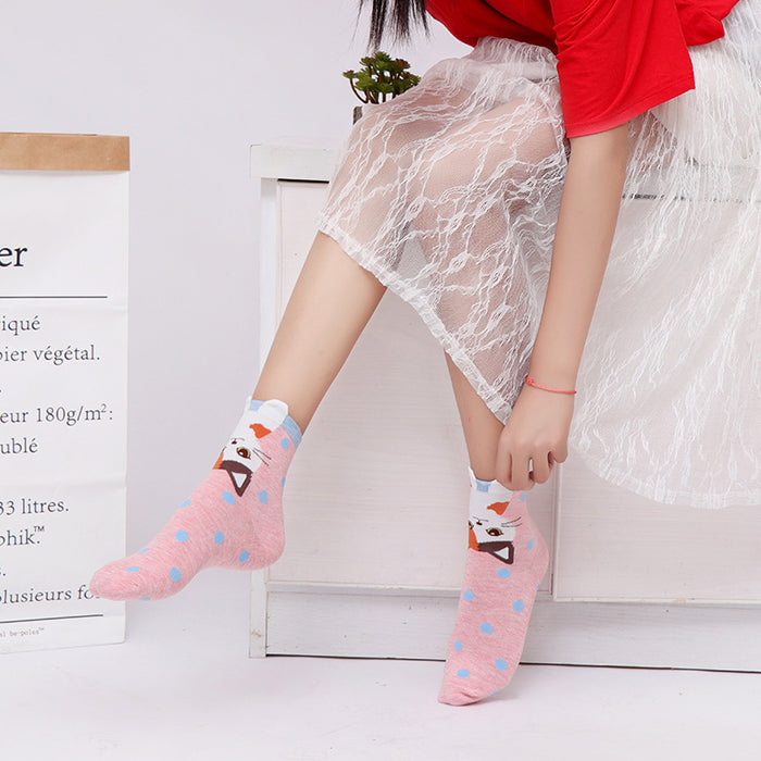 Wholesale women's socks spring and autumn striped new cotton socks cartoon socks children's