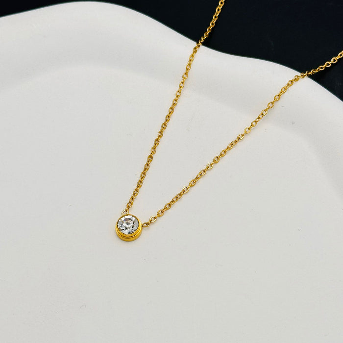 Wholesale Single Diamond Pendant Titanium Steel Necklace JDC-NE-MeiCheng009