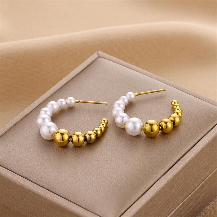 Wholesale Titanium Steel Pearl Earrings JDC-ES-ChengY031