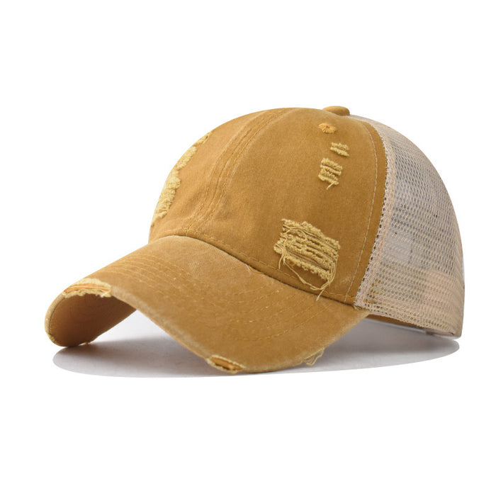 Wholesale Cotton Washed Distressed Hole Baseball Cap JDC-FH-ErXu005