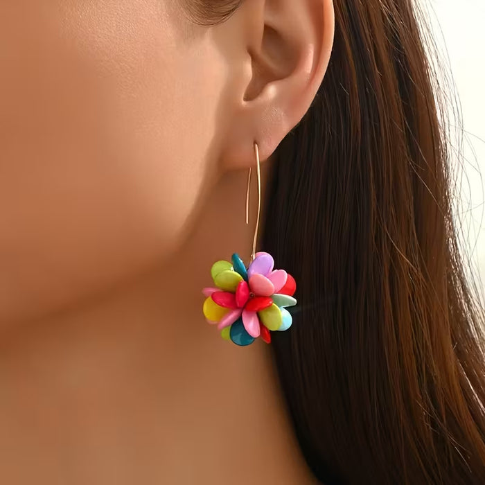 Wholesale Candy Color Acrylic Flower Earrings Fashion Jewelry Accessory Gift