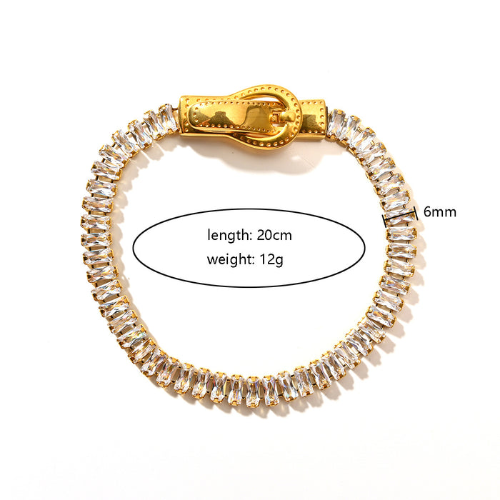 Wholesale Fashionable luxury 18K stainless steel bracelet with zircon, high-end feel bracelet
