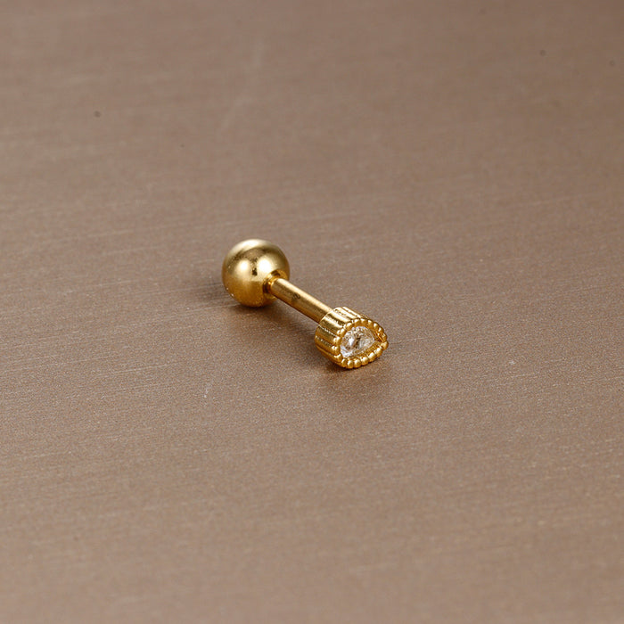 Wholesale Jewelry Stainless Steel Ear Nail Zircon Ball Screw Women