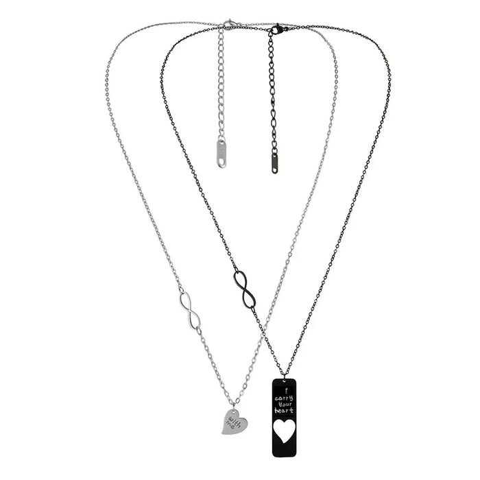 Wholesale Fashionable and minimalist stainless steel heart-shaped necklace set