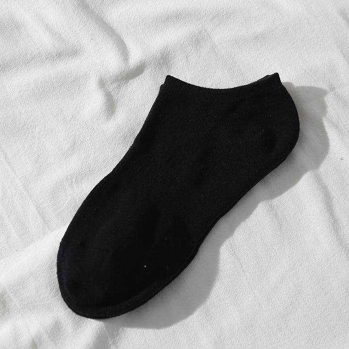 Wholesale Mid length solid color cotton socks versatile basketball sports shallow mouth design short socks