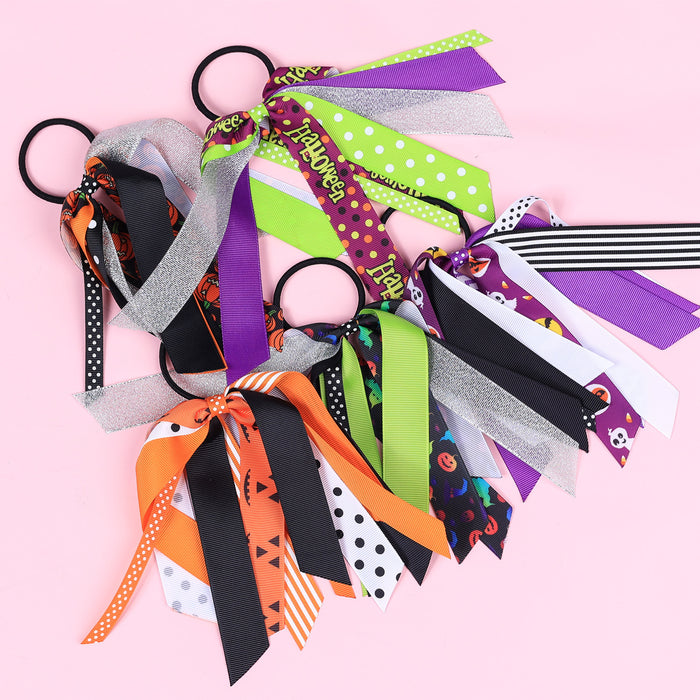 Wholesale Halloween Children's Streamers Pumpkin Pattern Rubber Band Hair Ring JDC-HS-QiuN003