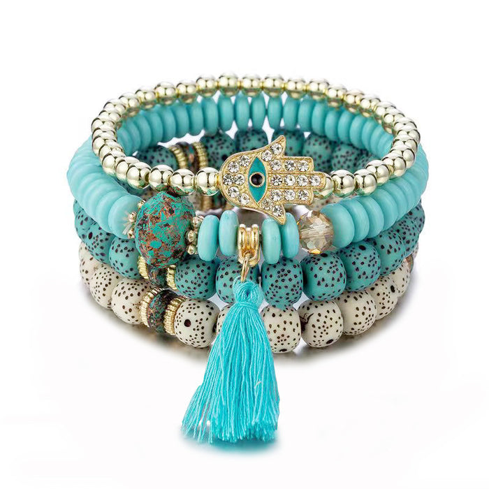 Wholesale Bohemian Evil Eye Palm Multilayer Beaded Bracelet JDC-BT-NHong011