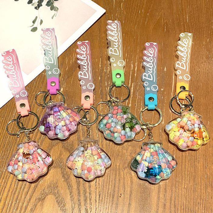 Wholesale Trendy Quicksand Large Shell Keychain Car Key Accessory MOQ≥2