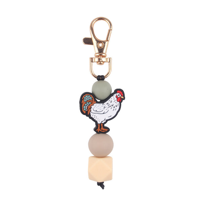 Wholesale Creative Cartoon Pendant  Silicone Beaded Keychain