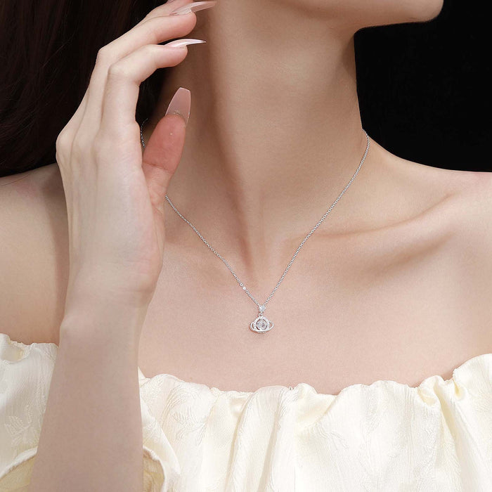 Wholesale New zircon planet necklace with high-end feel, light luxury, versatile pendant, niche design accessories, collarbone chain