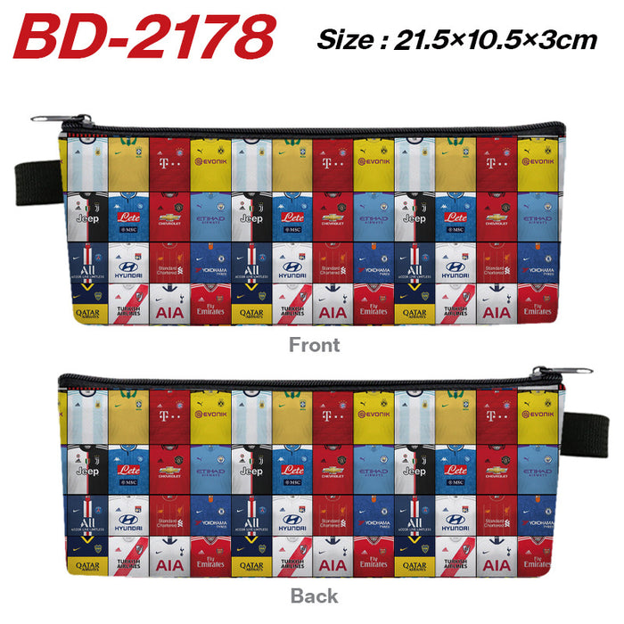Wholesale Stylish PU Leather Zipper Pencil Pouch Cartoon Sports Team Stationery Organizer For Students Gift