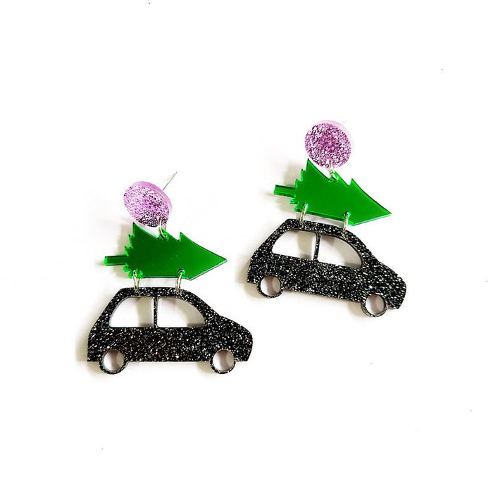 Wholesale Christmas Tree Rainbow Koala Dinosaur Cactus Gingerbread Man Acrylic Earrings JDC-ES-Qiany006