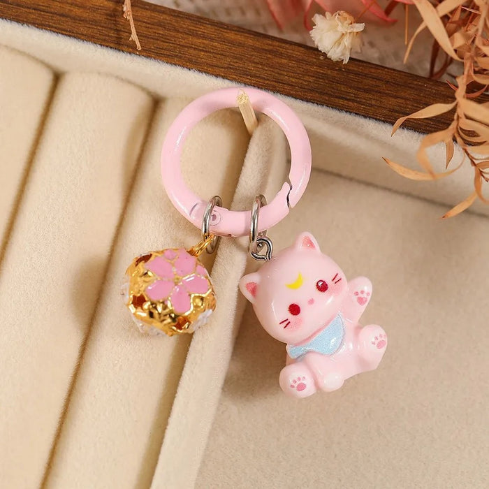Wholesale Cute Cat Resin Phone Chain Keychain Cartoon Animal Bag Charm Gift For Girls Boutique Resale Accessory