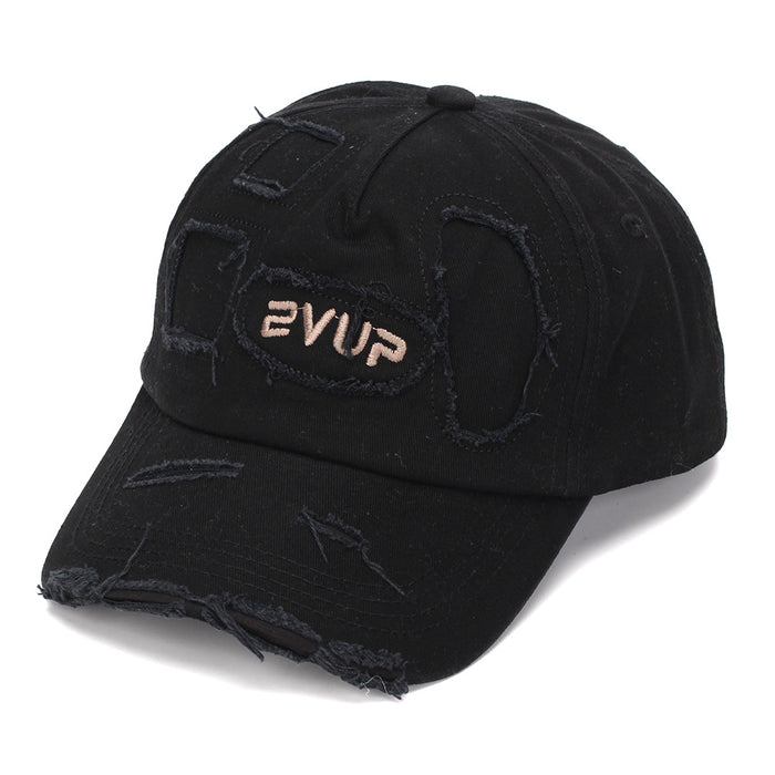 Wholesale Stylish Camouflage Torn Baseball Cap Sun Protection Embroidered Curved Brim Casual Hat for Men Women