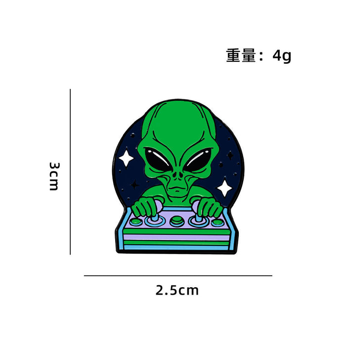 Wholesale Funny alien series badges cute cartoon space alien flying saucer brooch