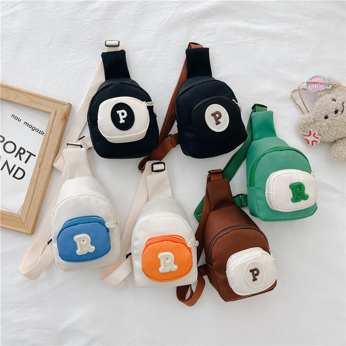 Wholesale Fashion letter crossbody small chest bag, contrasting color coin purse, baby outdoor accessory bag, children's bag