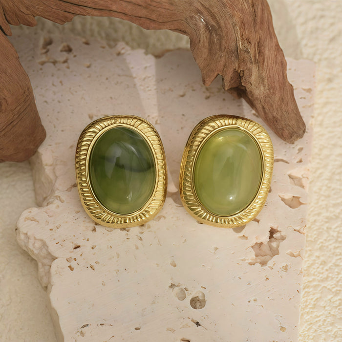 Wholesale Amber Earrings Stainless Steel Oval Earrings for Women