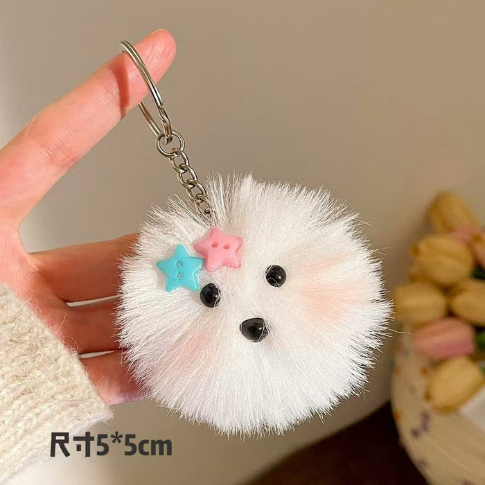 Wholesale Blush Little White Dog Plush Pendant Keychain