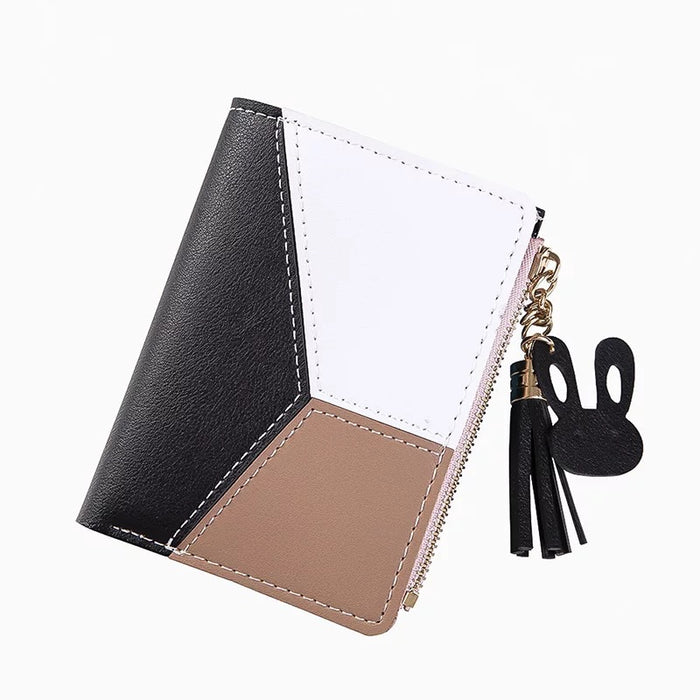 Wholesale Short Zipper Stitching Contrast Color Wallet JDC-WT-Haok002