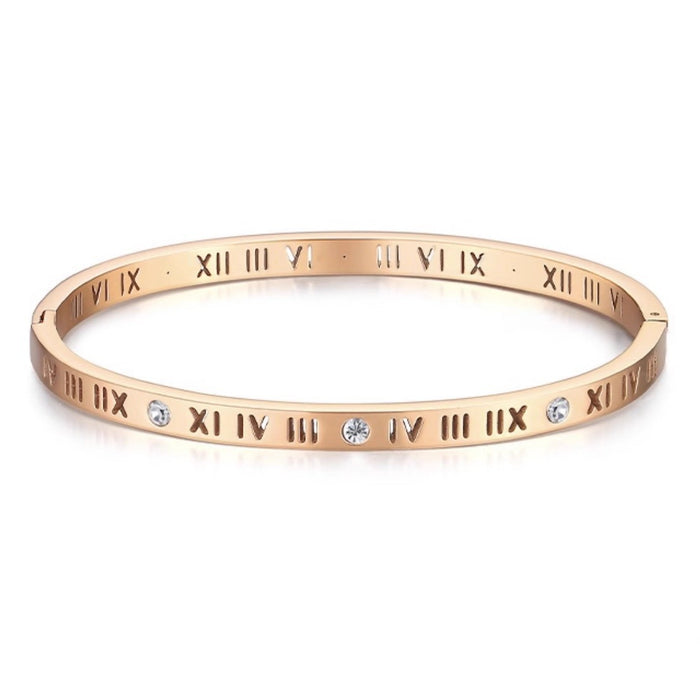 Wholesale Titanium steel bracelet with Roman numerals, simple, fashionable, versatile and personalized. 4mm narrow version diamond inlaid bracelet accessory