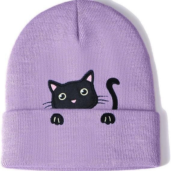 Wholesale Acrylic Cat Embroidery Knitted Beanie JDC-FH-Shengn008