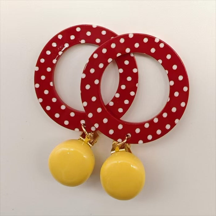 Wholesale Personalized retro red exaggerated circle earrings ear clip