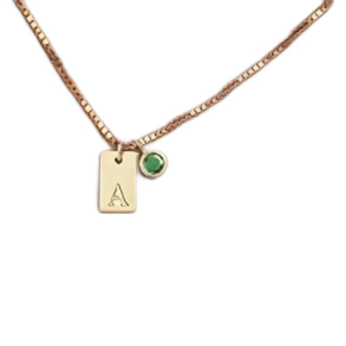 Wholesale New genuine gold plated versatile 26 letter square pendant necklace for commuting and simple accessories